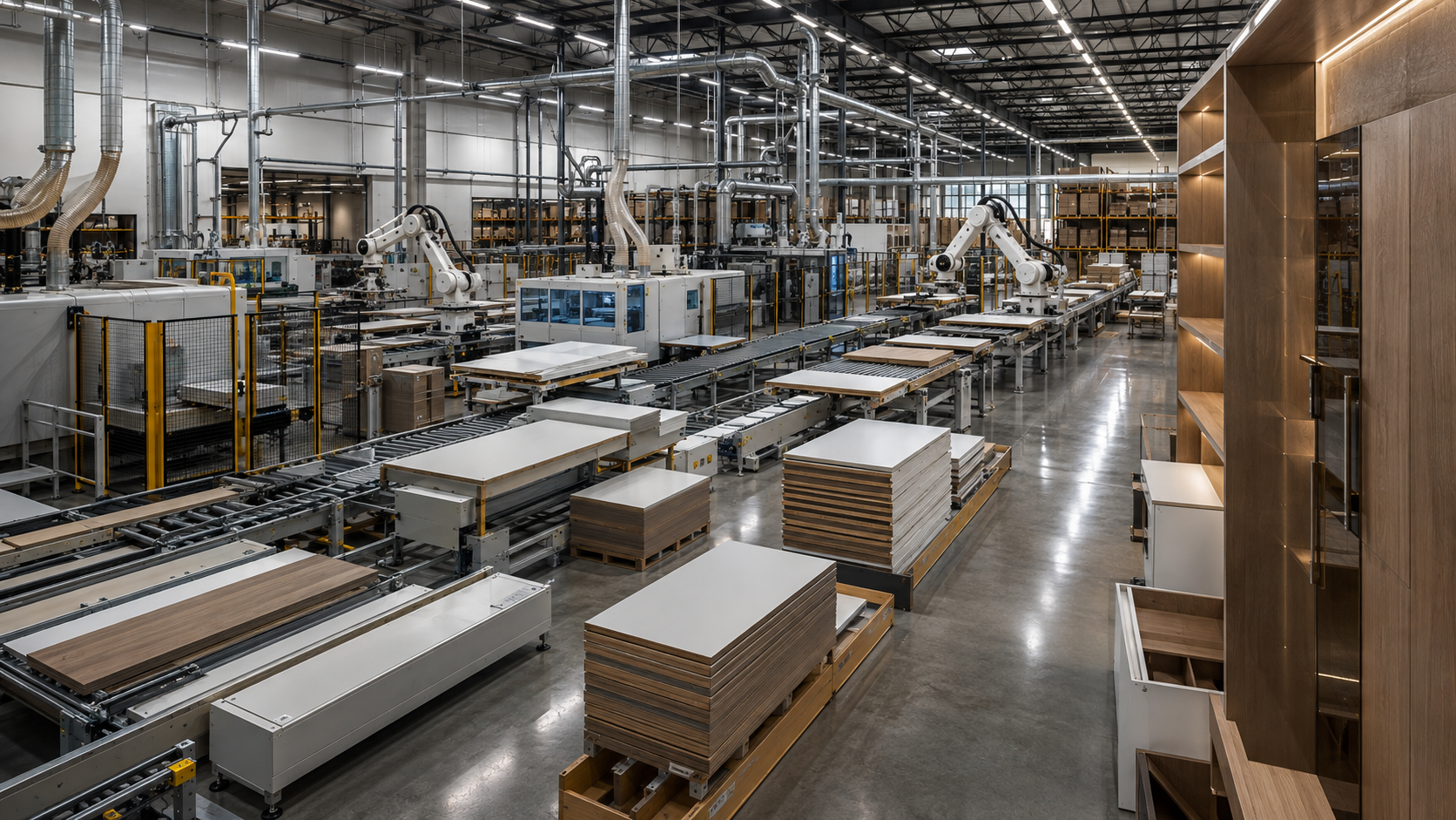 Indústria parceira com marcenaria automatizada e linhas de produção de móveis